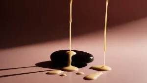 Wachs, das auf einen schwarzen Stein läuft